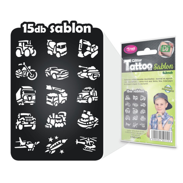 Set sabloane tatuaje - vehicule - 15 buc ǀ TY50155 - imagine 3