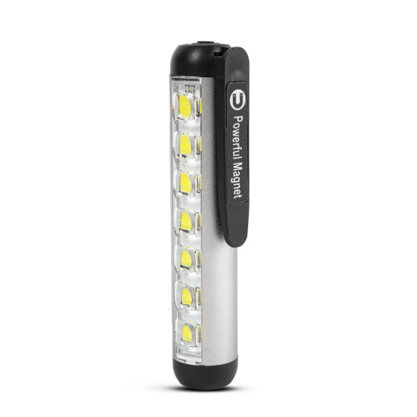 Lanterna LED - cu modul lumina de lucru - baterie de 400 mAh - XPE + LED SMD - 500 lm - IP55 - argintiu ǀ 18580A