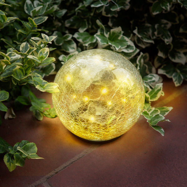 Lampa solara sfera sticla - 15 cm - 20 LED alb cald ǀ 11760C