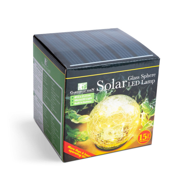 Lampa solara sfera sticla - 12 cm - 15 LED alb cald ǀ 11760B - imagine 3