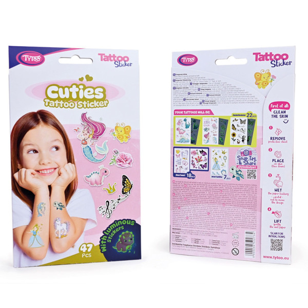 Set autocolante cu tatuaj Cuties - 47 buc/pachet ǀ TY50273