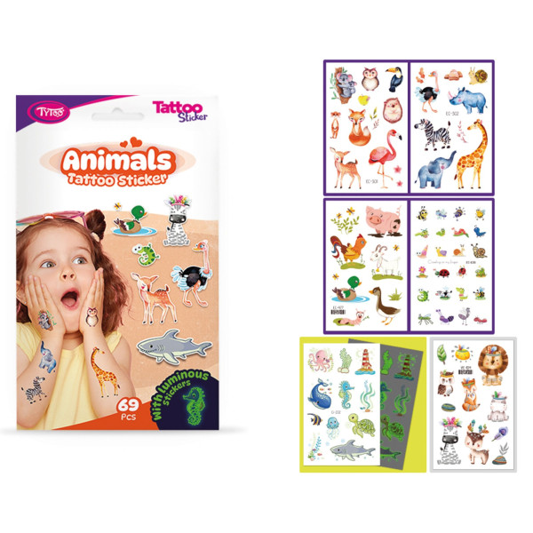 Set autocolante pentru tatuaje cu animale - 69 buc/pachet ǀ TY50269 - imagine 2