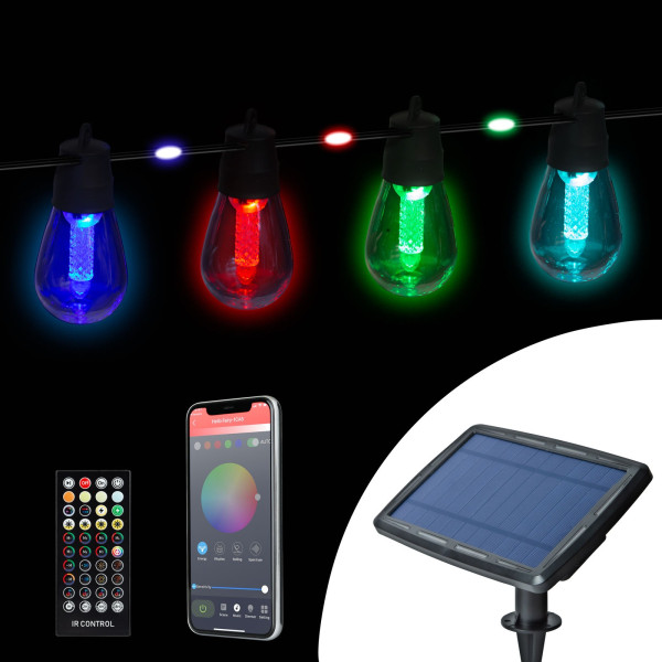 Sir de lumini solare inteligente - 84+15 LED-uri RGB - 14,5 m - bluetooth ǀ 11748