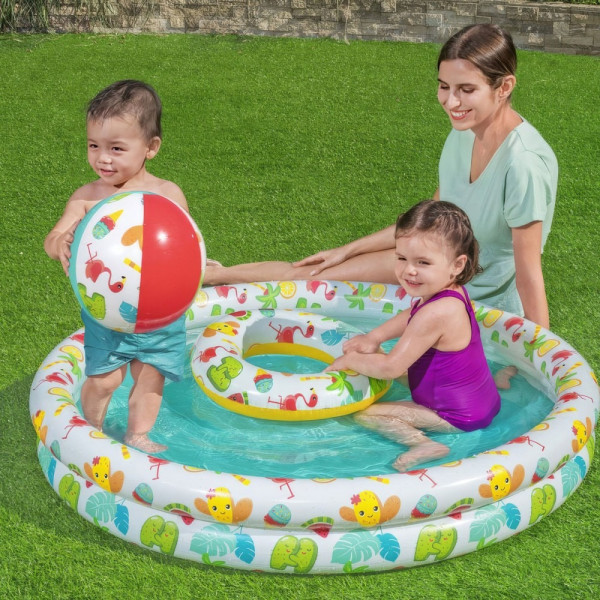 Set piscina gonflabila 3 in 1 - piscina, colac gonflabil, minge ǀ 56413 - imagine 2