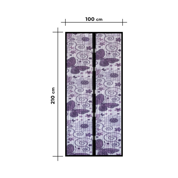 Perdea anti-tantari pt. usi cu inchidere magnetica 100 x 210 cm, Model fluturi violeti ǀ 11398G - imagine 4