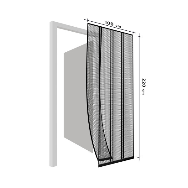 Perdea pt. usa din plasa anti-tantari, 4 benzi, max. 100 x 220 cm, negru ǀ 11608BK - imagine 4