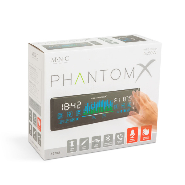 Player auto „PhantomX” - 1 DIN - 4 x 50 W - versiune gestuala - BT - MP3 - AUX - USB ǀ 39752 - imagine 6