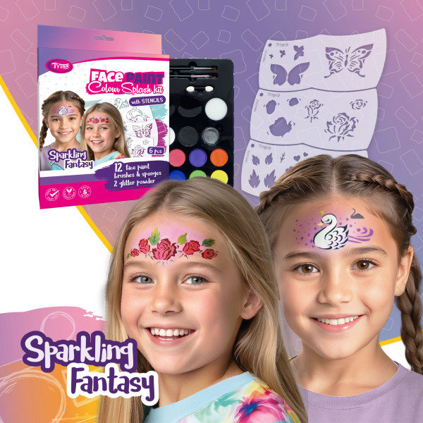 Set de vopsea faciala Sparkling Fantasy - 6 sabloane Tytoo ǀ TY50568 - imagine 2