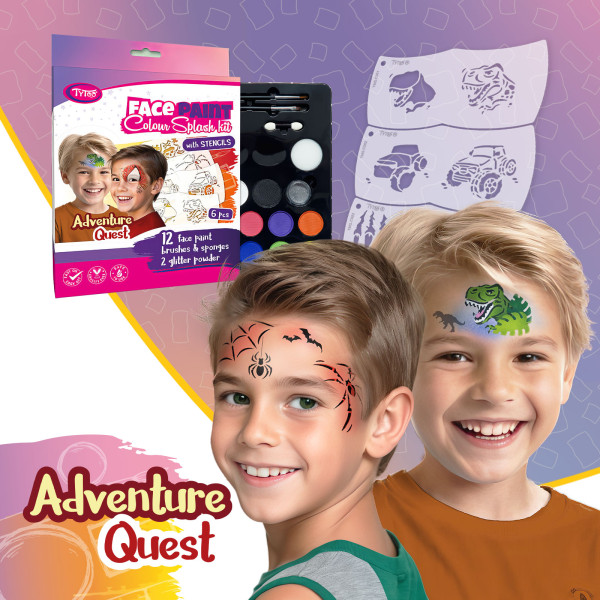 Set de vopsea faciala Adventure Quest - 6 sabloane Tytoo ǀ TY50567 - imagine 2