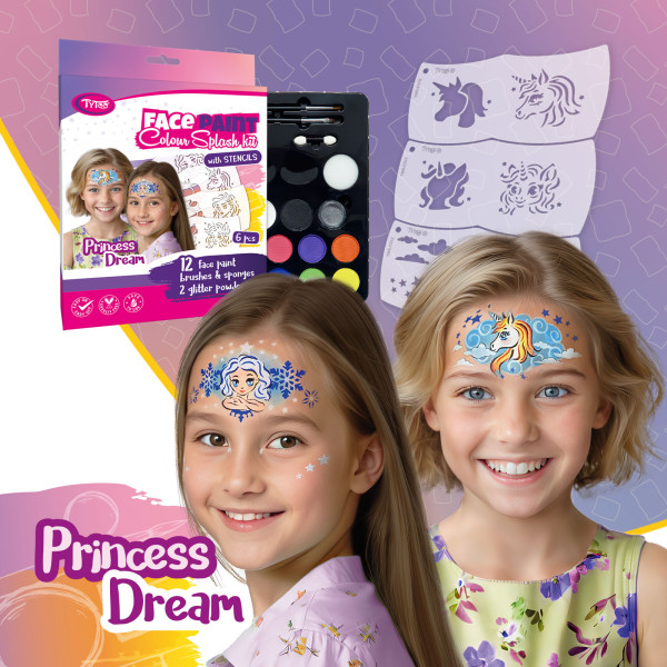 Set de vopsea pentru fata printesa Dream - 6 sabloane Tytoo ǀ TY50566 - imagine 2