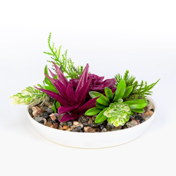 Decor plante artificiale - bol - 15 x 10 cm - 3 tipuri ǀ 11852 - imagine 2