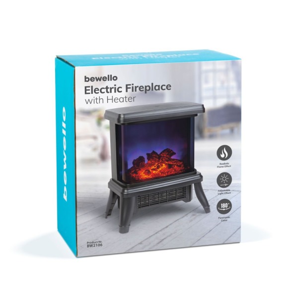 Semineu electric - 900/1800 W Bewello - incalzitor radiant + LED - 36 x 21,5 x 36 cm ǀ BW2106 - imagine 6